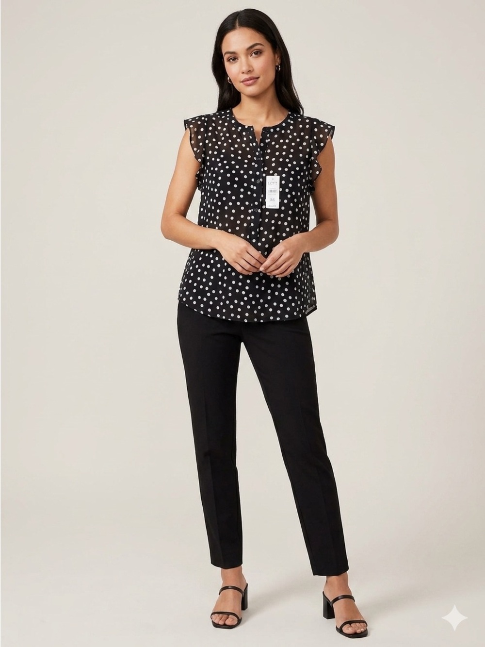 48.LOFT Black and White Polka Dot Sleeveless Blouse